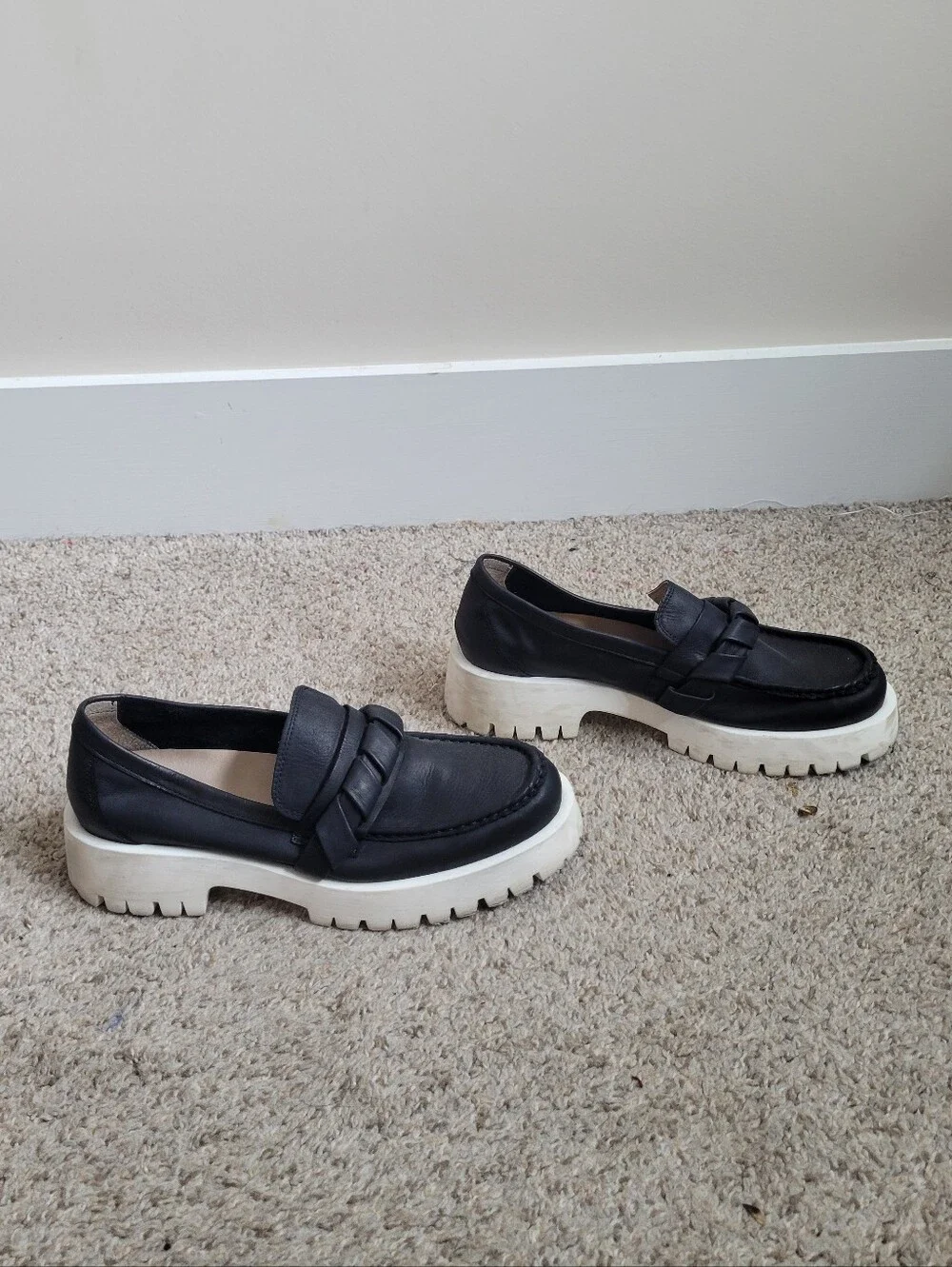 Miz Mooz Vicky Black Leather‎ Platform Loafers